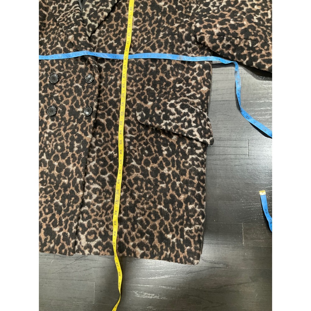 COACH LEOPARD PRINT WOOL BLEND DOUBLE BREASTED COAT - Picture 4 of 8
